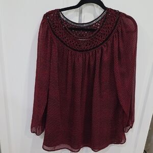 Coldwater Creek Deep Red Lace Detail Blouse